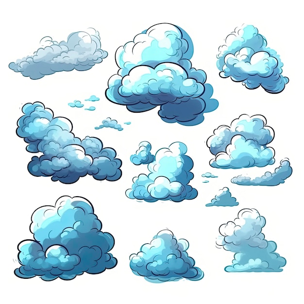 Cartoon cloud set