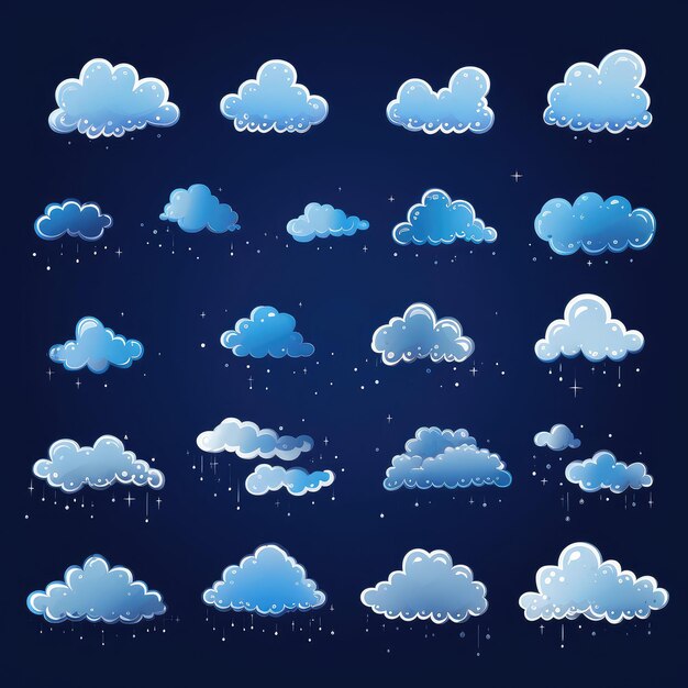 Photo cartoon clouds variety vector icons collection