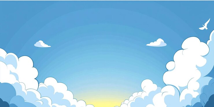 Photo 雲の漫画で鳥が雲の上を飛んでいます