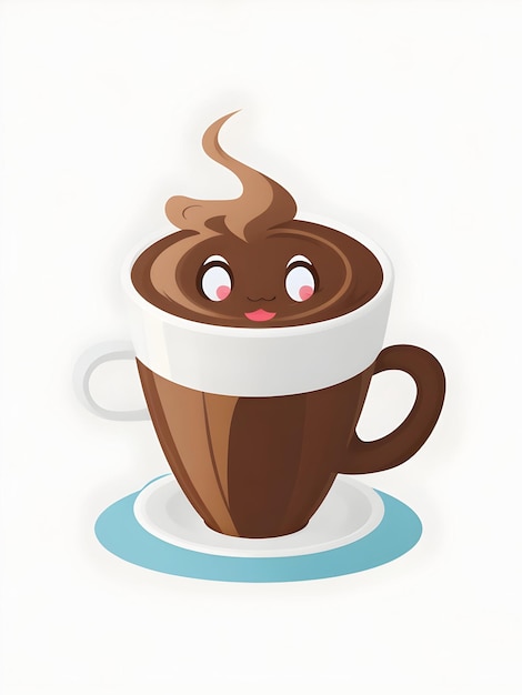cartoon coffee cup 2d vector with white background