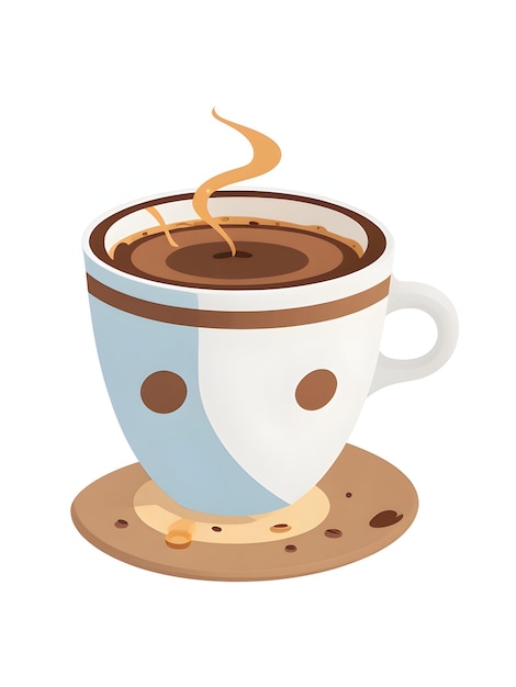 cartoon coffee cup 2d vector with white background