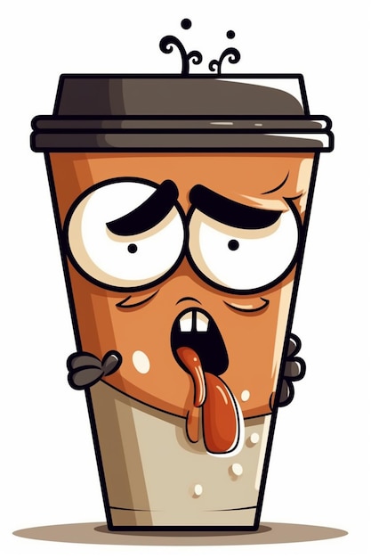 A cartoon of a coffee cup with a face that says'i'm a coffee '