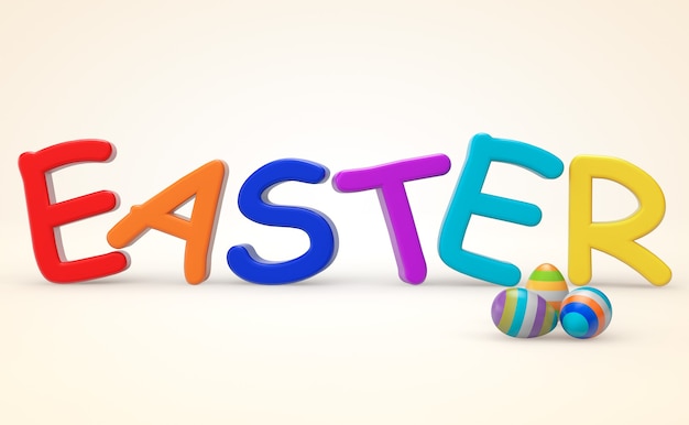 Photo cartoon color easter sign on a white background
