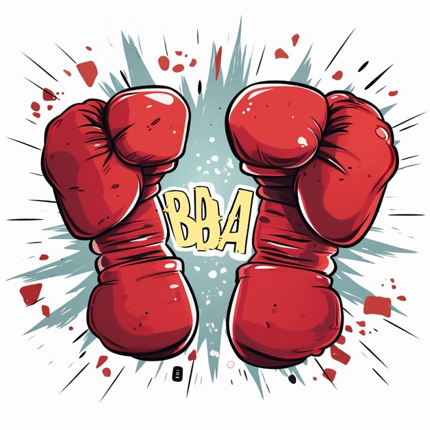Photo cartoon comic style boxing gloves punching each other