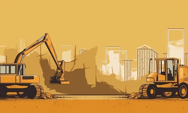 A cartoon of a construction crane with a building in the background.