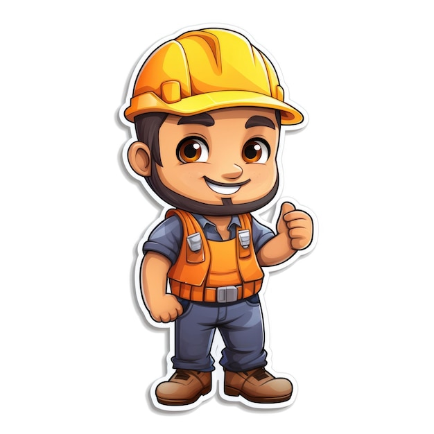 Photo a cartoon construction worker giving a thumbs up digital art