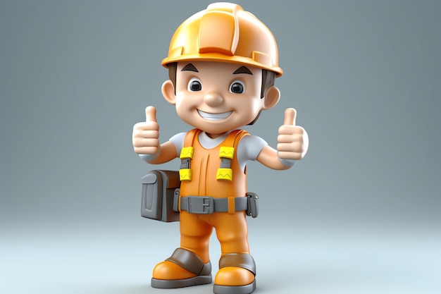 A cartoon of a construction worker with a helmet