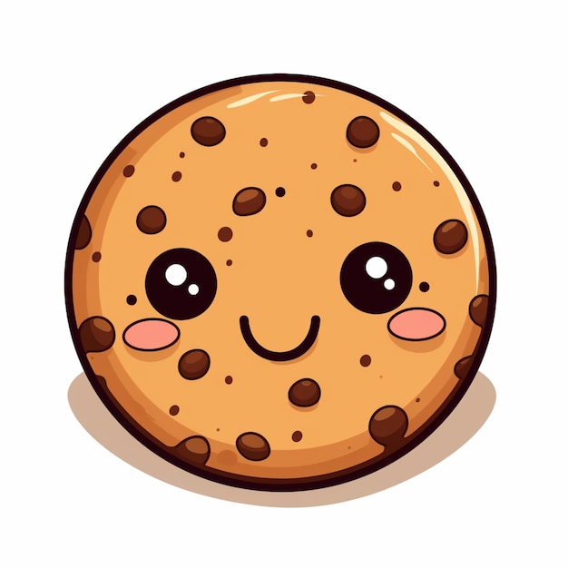 Photo cartoon cookie with eyes and a smile on it generative ai