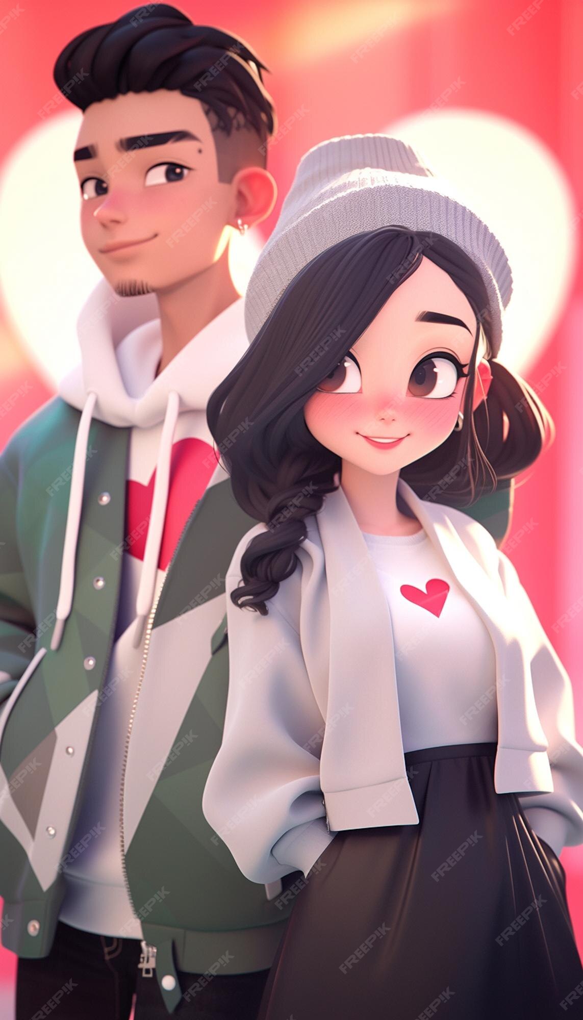 anime couple in winter clothes standing next to each other. generative ai.  28390999 Stock Photo at Vecteezy