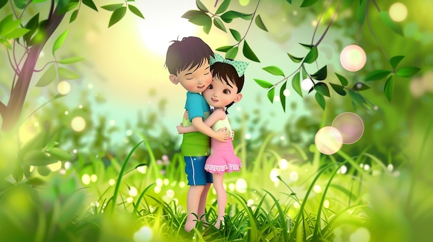 a cartoon couple of kids for childrens kids book