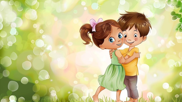 a cartoon couple of kids for childrens kids book