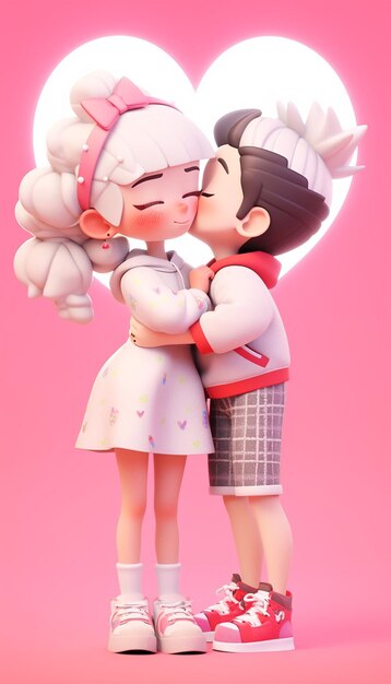 Premium AI Image  Anime couple kissing each other with hearts in the  background generative ai