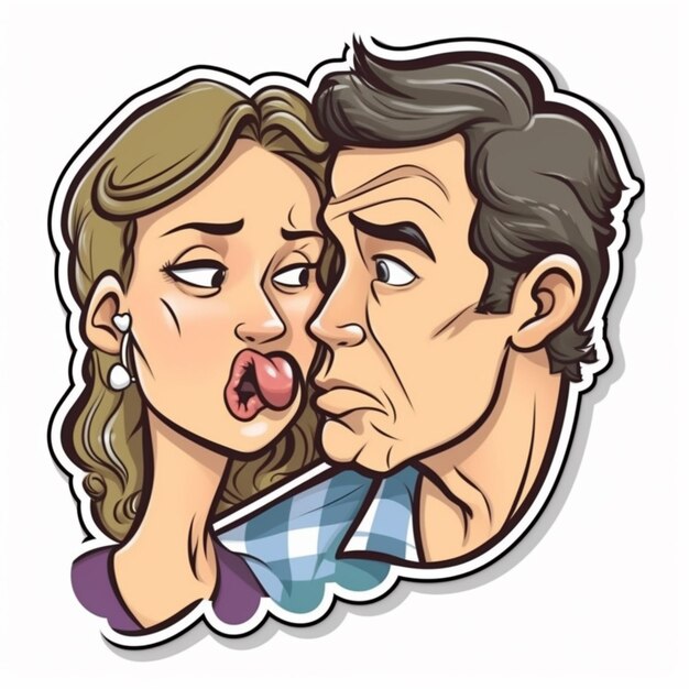 Photo cartoon couple with tongue sticking out and tongue sticking out generative ai