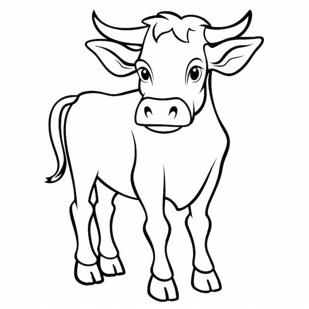 Photo cartoon cow for kids coloring book