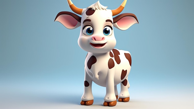 Cartoon Cow Standing in a Field of Grass