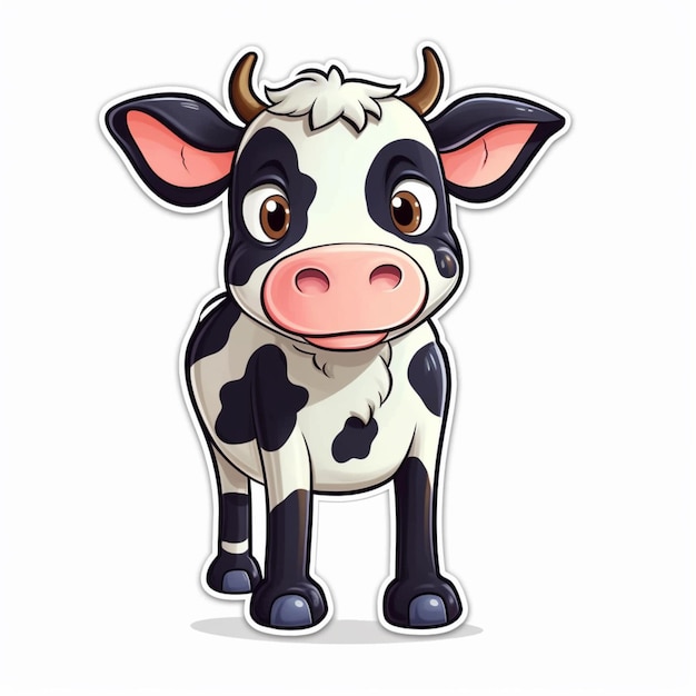 cartoon cow with big ears and a white face generative ai