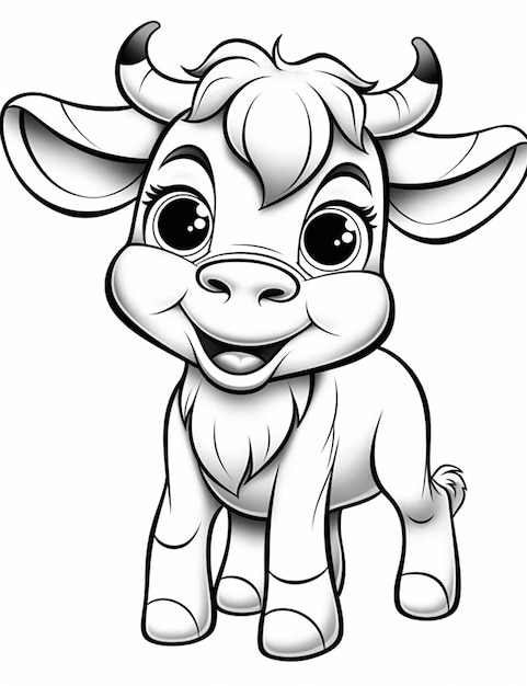 Premium Photo | A cartoon cow with big eyes and a big nose generative ai