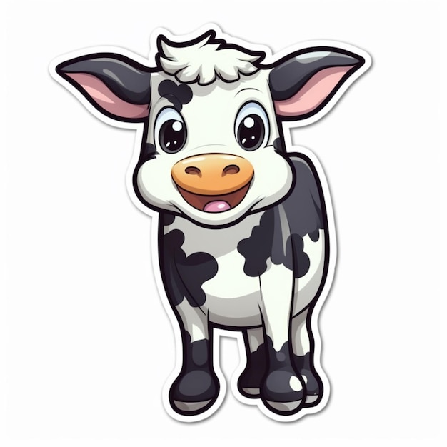 Cartoon cow with a big smile on its face generative ai