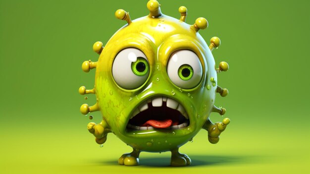 Photo cartoon crazy head radioactive goo character head4khigenerative ai