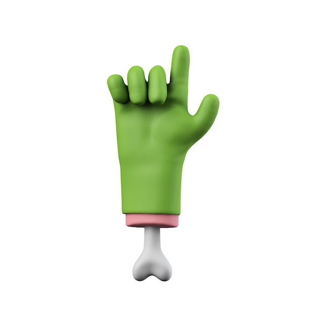 Cartoon creepy halloween pointing green monster hand d rendering