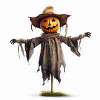 Photo cartoon creepy halloween pumpkin scarecrow
