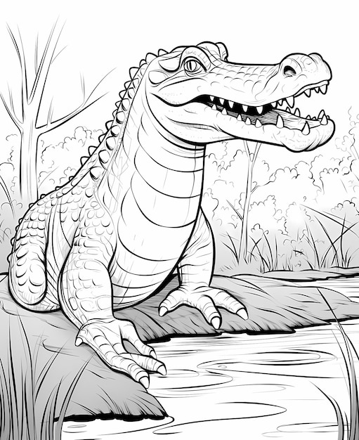 Cartoon Crocodile Coloring Fun Simple and Bold for Kids