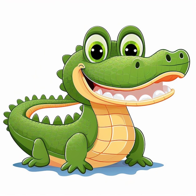Photo cartoon crocodile with big eyes and a big smile generative ai