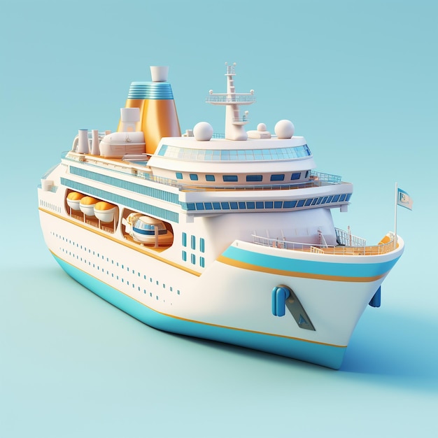 Cartoon cruise ship 3d