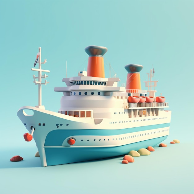 Cartoon Cruise Ship 3D