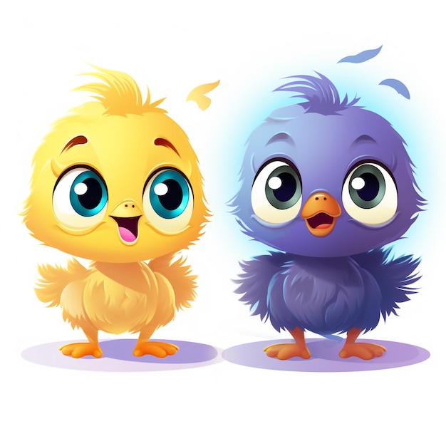 cartoon cute baby chick before and after egg hatch