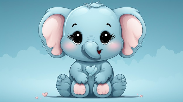 Photo cartoon cute baby elephant