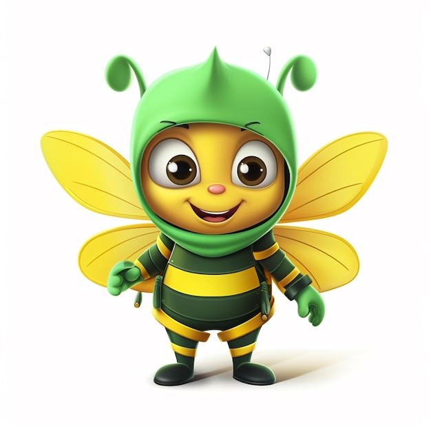 Фото Мультяшная милая пчела в костюме супергероя готова