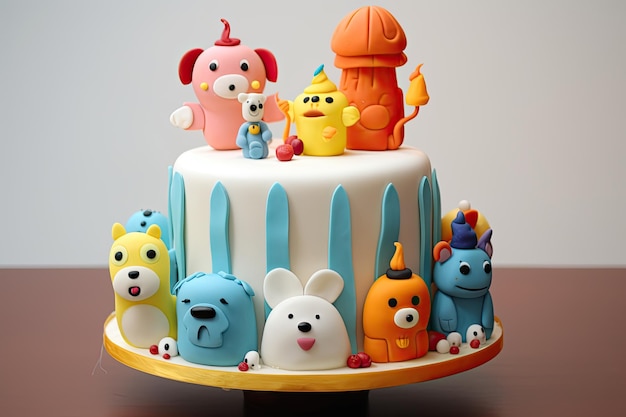 cartoon cute cartoon style cake generative ai