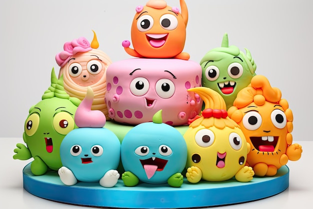 Cartoon cute cartoon style cake generative ai