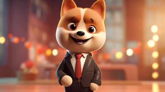 Cartoon cute dog illustration in suit