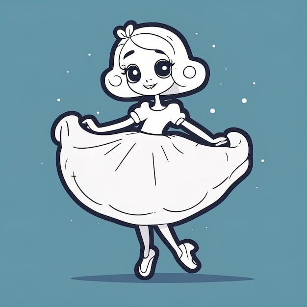 cartoon cute little girlcute little girl with a big white bow