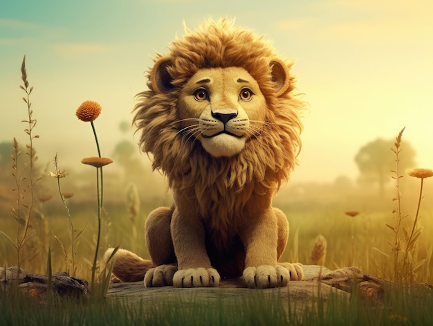 Cartoon cute little lion