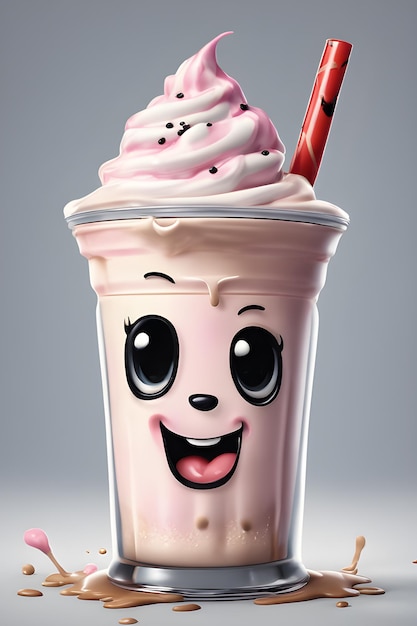 Cartoon cute milkshake with black border