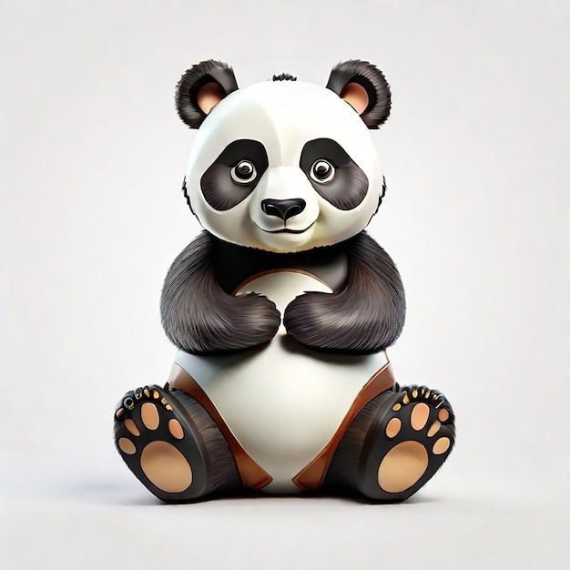 Cartoon cute panda 3D illustration isolated in white background generated by AI