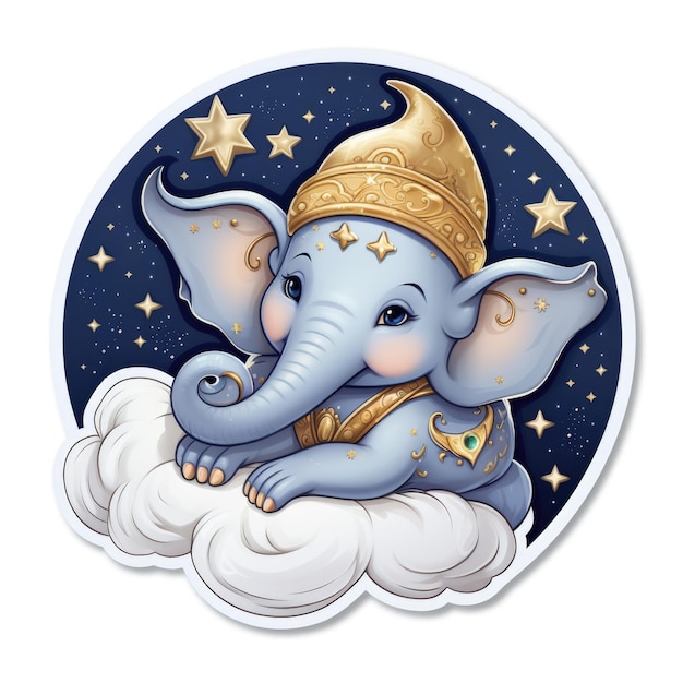 A cartoon of cute sleeping ganesha