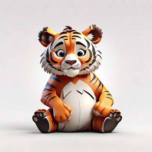 Tiger 3d Model Ai Digital Artwork, Three Dimensional Tiger, Cute