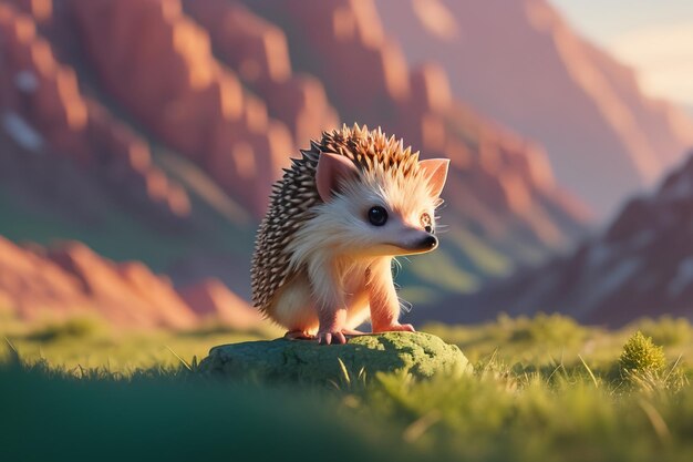Cartoon cute wild animal hedgehog covered with thorns hedgehog wallpaper background illustration