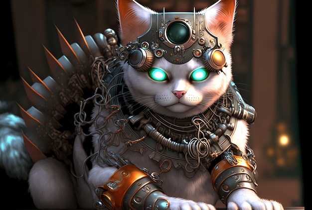 Cartoon cyborg cat image