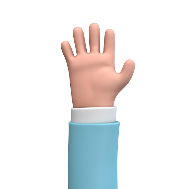 Cartoon d hand showing number  with fingers d rendering