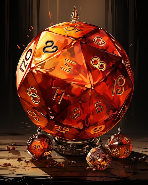 Cartoon D20 in a world of fantasy and roleplay