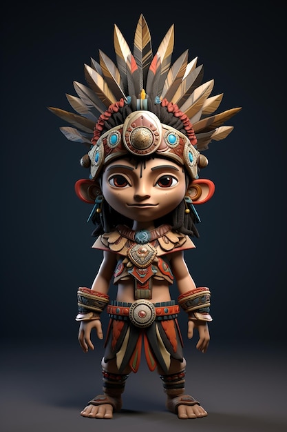 Foto cartoon dayak stam 3d karakter