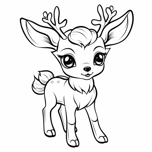 Photo a cartoon deer with antlers on its head and a bow around its neck generative ai