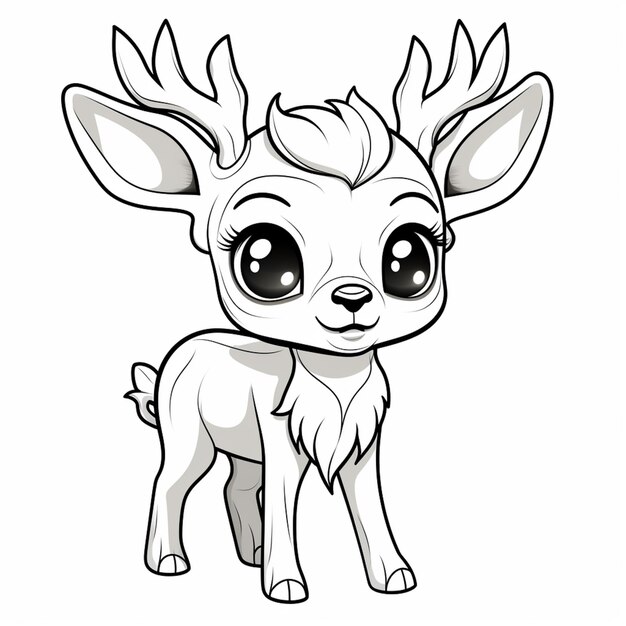 Foto un cervo dei cartoni animati con occhi grandi e orecchie grandi generativo ai
