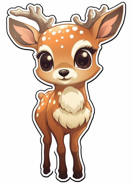 cartoon deer with big eyes and big ears standing in front of a white background generative ai