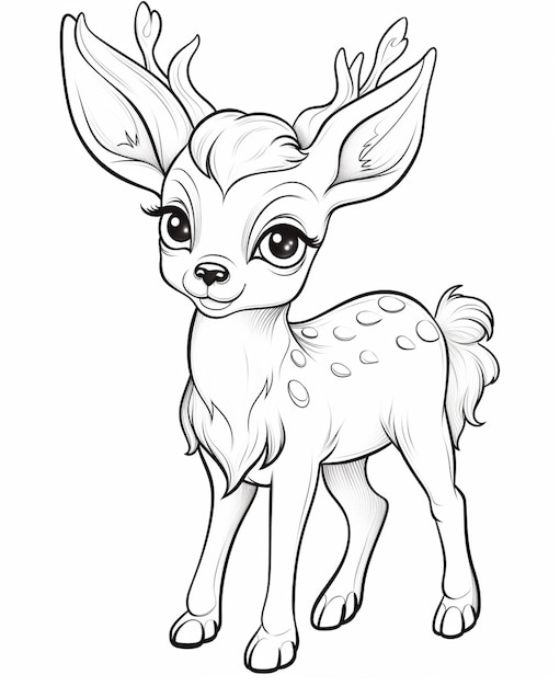 Photo a cartoon deer with big eyes and big horns generative ai